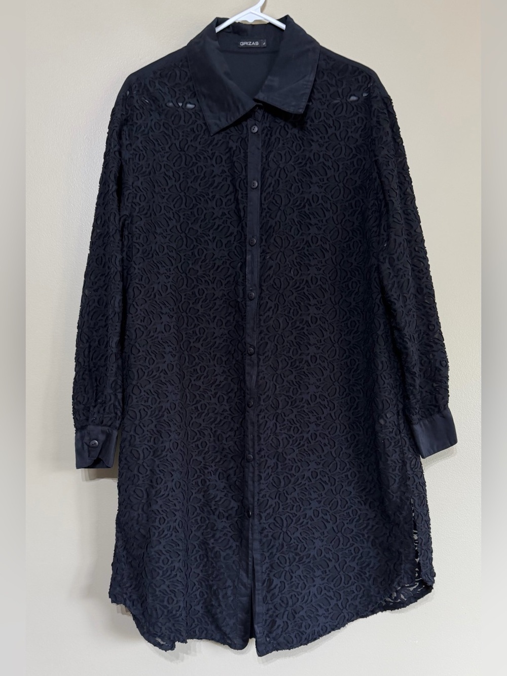 Grizas Silk & Cotton Burnout Button Down Shirt Dress